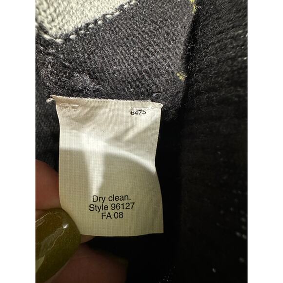 J Crew Women’s Sweater Argyle Pullover Wool Cashmere Black M Preppy Academic - Picture 4 of 8